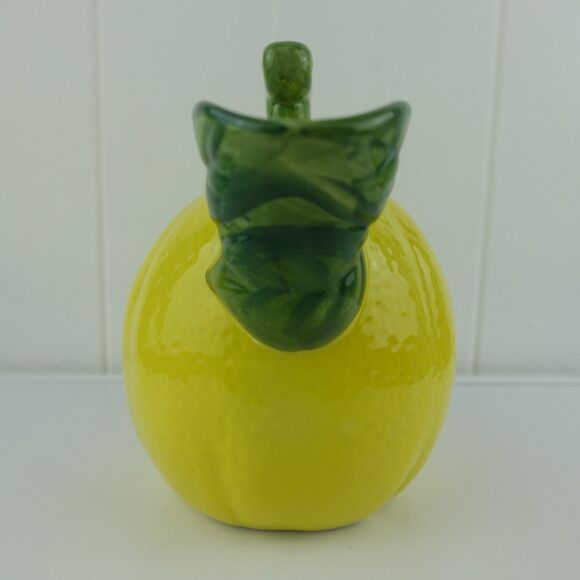 Vintage Lillian Vernon Lemon Pitcher with Stem Handle and Leaf Spout - Picture 4 of 9